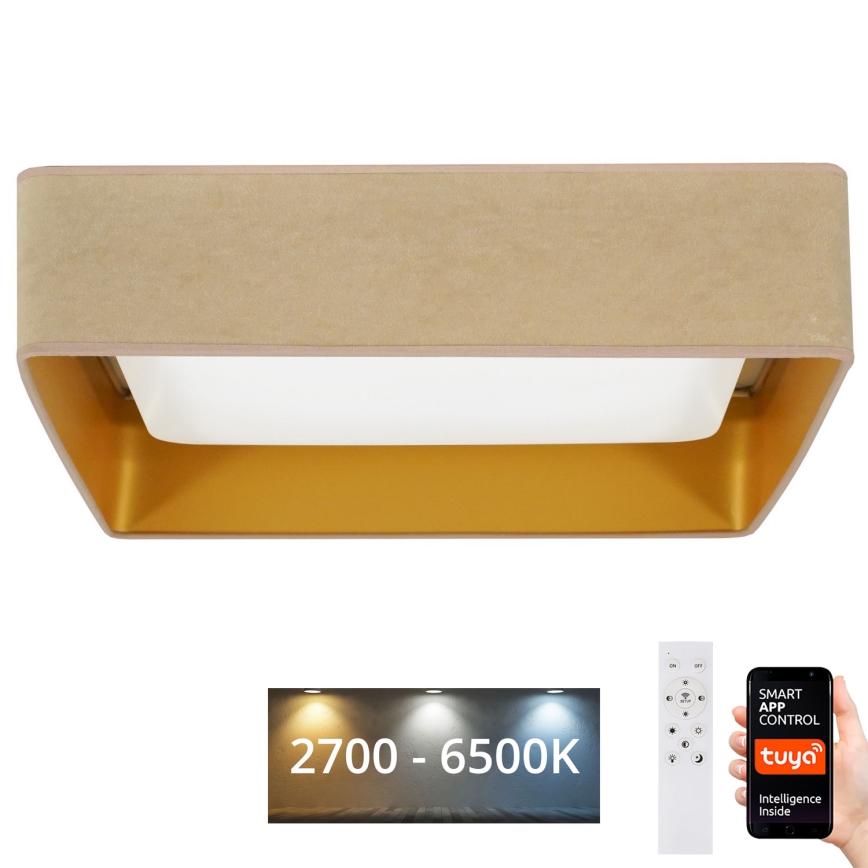 Brilagi - Iluminação de teto LED com regulação VELVET SQUARE SMART LED/36W/230V 2700-6500K Wi-Fi Tuya + controlo remoto bege