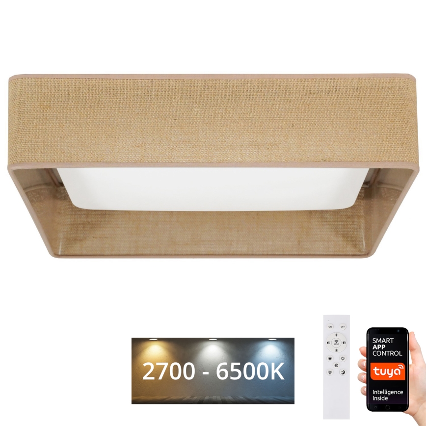 Brilagi - Iluminação de teto LED com regulação VELVET SQUARE SMART LED/36W/230V 2700-6500K Wi-Fi Tuya + controlo remoto castanho