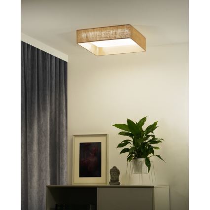 Brilagi - Iluminação de teto LED com regulação VELVET SQUARE SMART LED/36W/230V 2700-6500K Wi-Fi Tuya + controlo remoto castanho