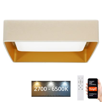 Brilagi - Iluminação de teto LED com regulação VELVET SQUARE SMART LED/36W/230V 2700-6500K Wi-Fi Tuya + controlo remoto creme