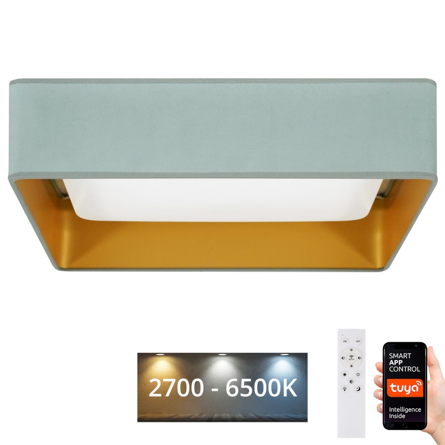 Brilagi - Iluminação de teto LED com regulação VELVET SQUARE SMART LED/36W/230V 2700-6500K Wi-Fi Tuya + controlo remoto menta
