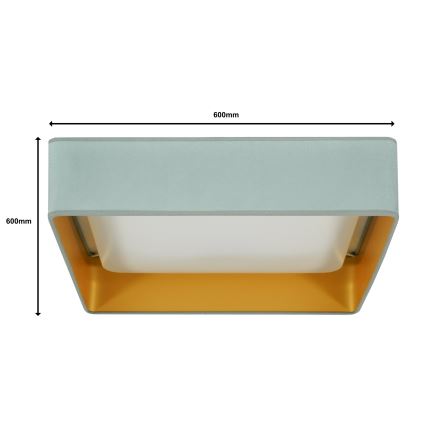 Brilagi - Iluminação de teto LED com regulação VELVET SQUARE SMART LED/36W/230V 2700-6500K Wi-Fi Tuya + controlo remoto menta