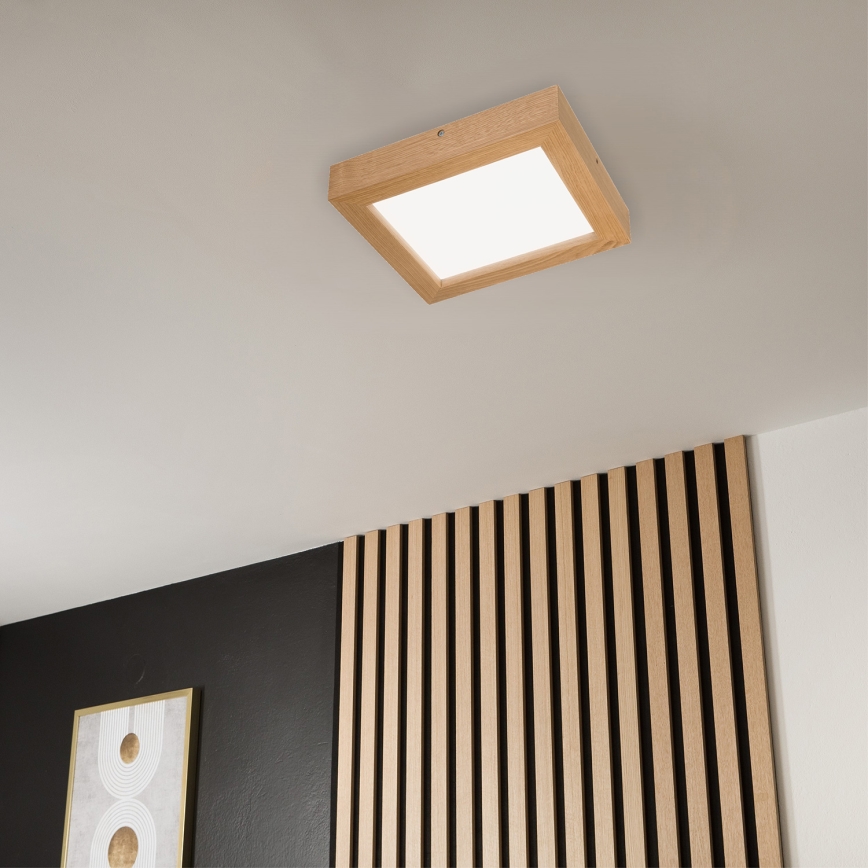 Brilagi - Iluminação de teto para casa de banho LED com regulação WOODY FRAME LED/24W/230V carvalho 30x30 cm 3000-6000K IP44 + comando