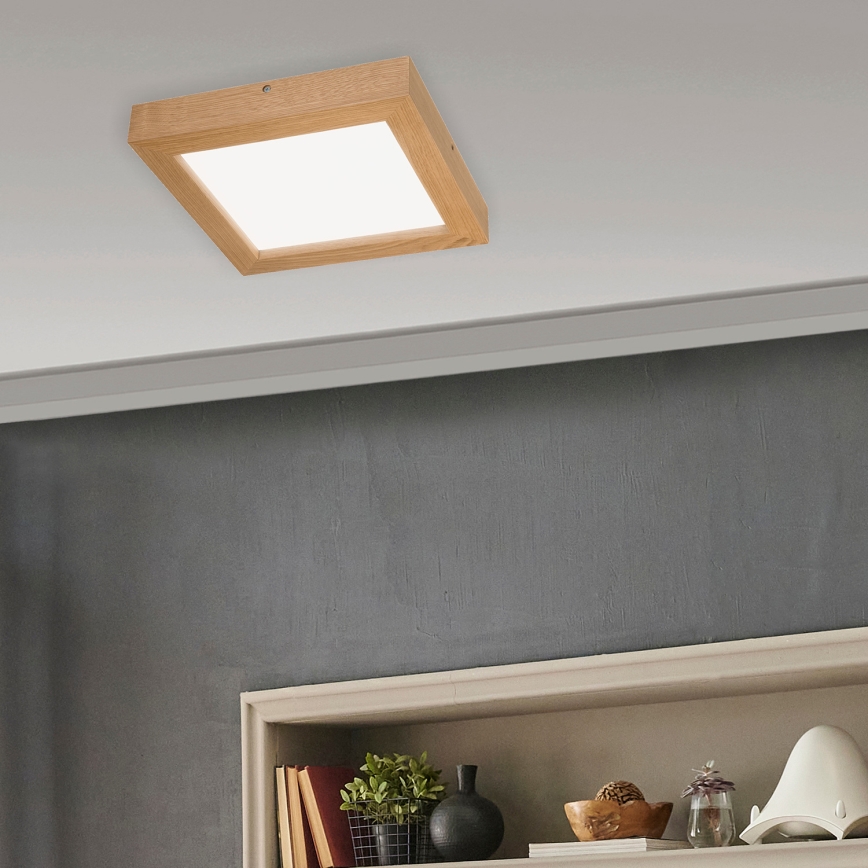 Brilagi - Iluminação de teto para casa de banho LED com regulação WOODY FRAME LED/24W/230V carvalho 30x30 cm 3000-6000K IP44 + comando