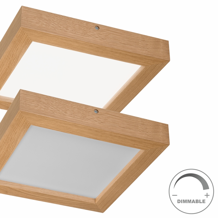 Brilagi - Iluminação de teto para casa de banho LED com regulação WOODY FRAME LED/24W/230V carvalho 30x30 cm 3000-6000K IP44 + comando