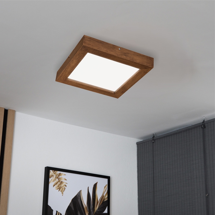 Brilagi - Iluminação de teto para casa de banho LED com regulação WOODY FRAME LED/24W/230V carvalho cereja 30x30 cm 3000-6000K IP44 + comando