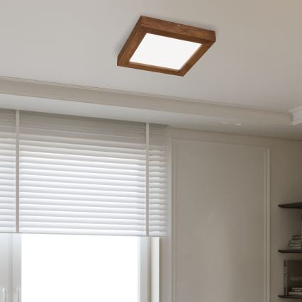 Brilagi - Iluminação de teto para casa de banho LED com regulação WOODY FRAME LED/24W/230V carvalho cereja 30x30 cm 3000-6000K IP44 + comando
