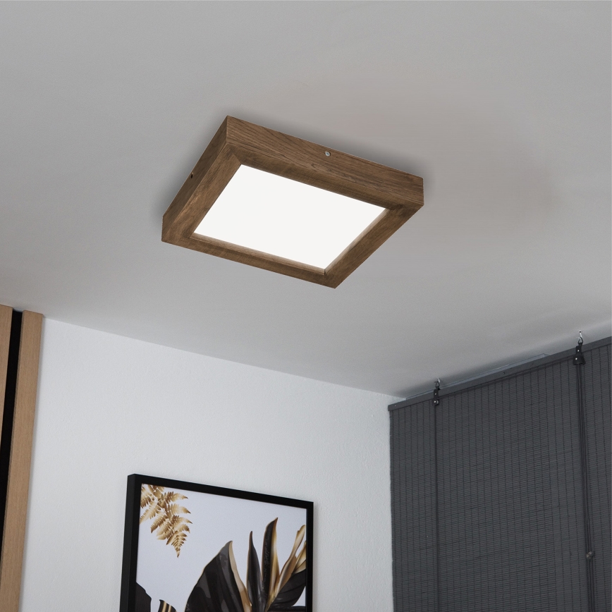 Brilagi - Iluminação de teto para casa de banho LED com regulação WOODY FRAME LED/24W/230V carvalho 30x30 cm 3000-6000K IP44 + comando