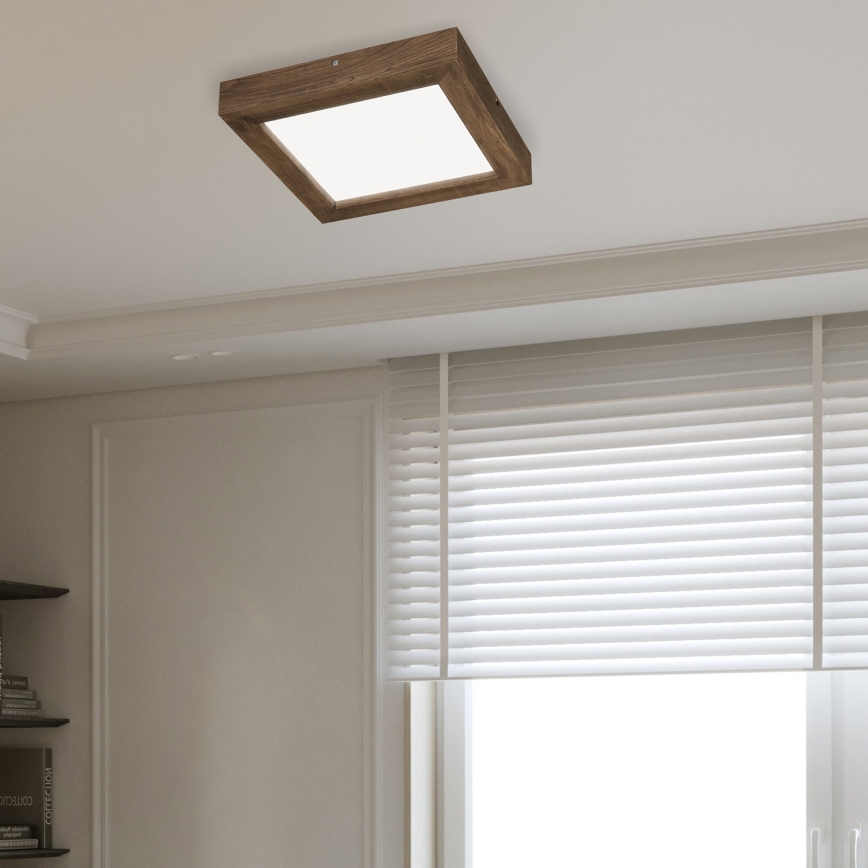 Brilagi - Iluminação de teto para casa de banho LED com regulação WOODY FRAME LED/24W/230V carvalho 30x30 cm 3000-6000K IP44 + comando