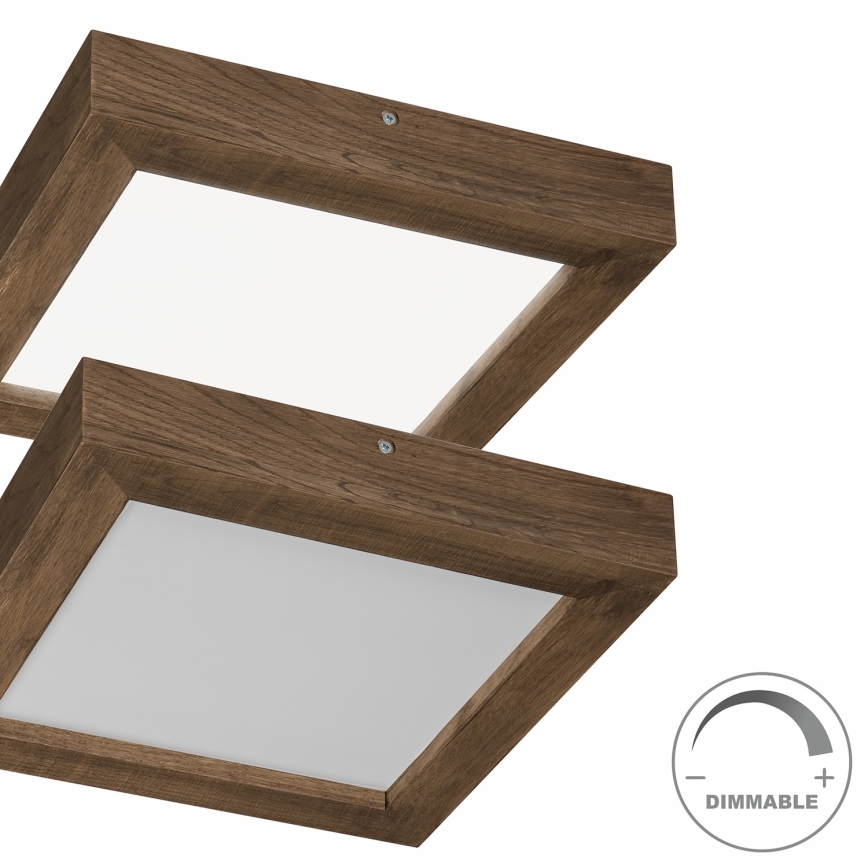 Brilagi - Iluminação de teto para casa de banho LED com regulação WOODY FRAME LED/24W/230V carvalho 30x30 cm 3000-6000K IP44 + comando
