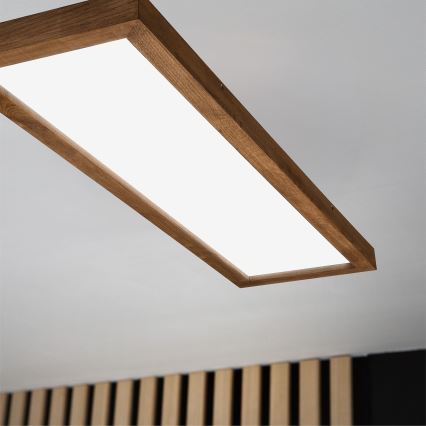 Brilagi - Iluminação de teto para casa de banho LED com regulação WOODY FRAME LED/50W/230V carvalho cereja 120x30 cm 3000-6000K IP44 + comando