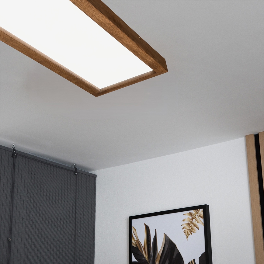 Brilagi - Iluminação de teto para casa de banho LED com regulação WOODY FRAME LED/50W/230V carvalho cereja 120x30 cm 3000-6000K IP44 + comando