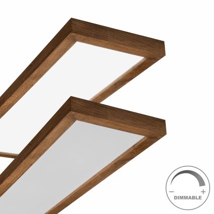 Brilagi - Iluminação de teto para casa de banho LED com regulação WOODY FRAME LED/50W/230V carvalho cereja 120x30 cm 3000-6000K IP44 + comando