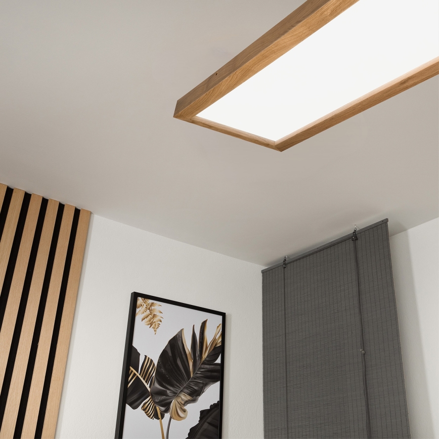 Brilagi - Iluminação de teto para casa de banho LED com regulação WOODY FRAME LED/50W/230V carvalho 120x30 cm 3000-6000K IP44 + comando