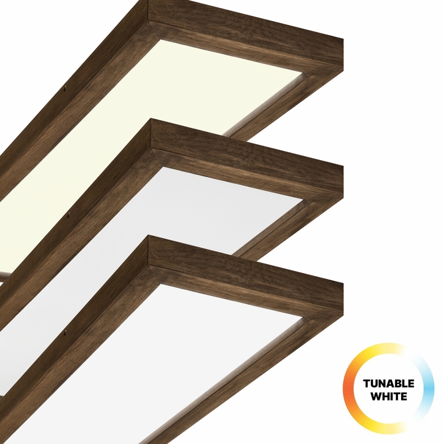 Brilagi - Iluminação de teto para casa de banho LED com regulação WOODY FRAME LED/50W/230V carvalho 120x30 cm 3000-6000K IP44 + comando