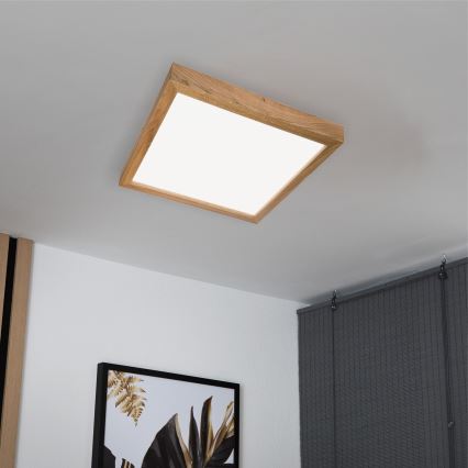 Brilagi - Iluminação de teto para casa de banho LED com regulação WOODY FRAME LED/50W/230V carvalho 60x60 cm 3000-6000K IP44 + comando