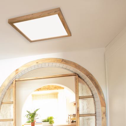 Brilagi - Iluminação de teto para casa de banho LED com regulação WOODY FRAME LED/50W/230V carvalho 60x60 cm 3000-6000K IP44 + comando