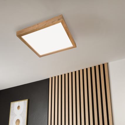 Brilagi - Iluminação de teto para casa de banho LED com regulação WOODY FRAME LED/50W/230V carvalho 60x60 cm 3000-6000K IP44 + comando