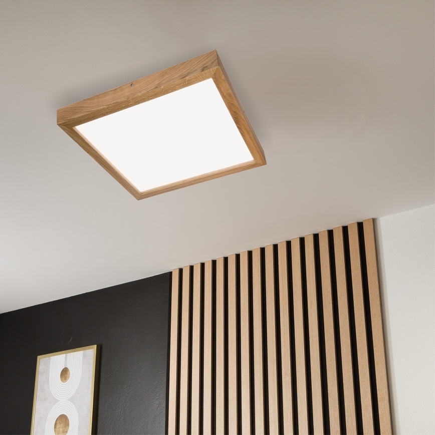 Brilagi - Iluminação de teto para casa de banho LED com regulação WOODY FRAME LED/50W/230V carvalho 60x60 cm 3000-6000K IP44 + comando