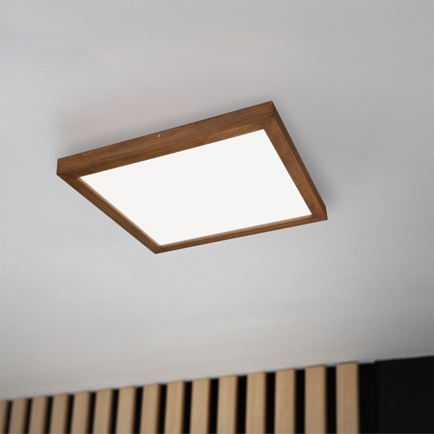 Brilagi - Iluminação de teto para casa de banho LED com regulação WOODY FRAME LED/50W/230V carvalho cereja 60x60 cm 3000-6000K IP44 + comando