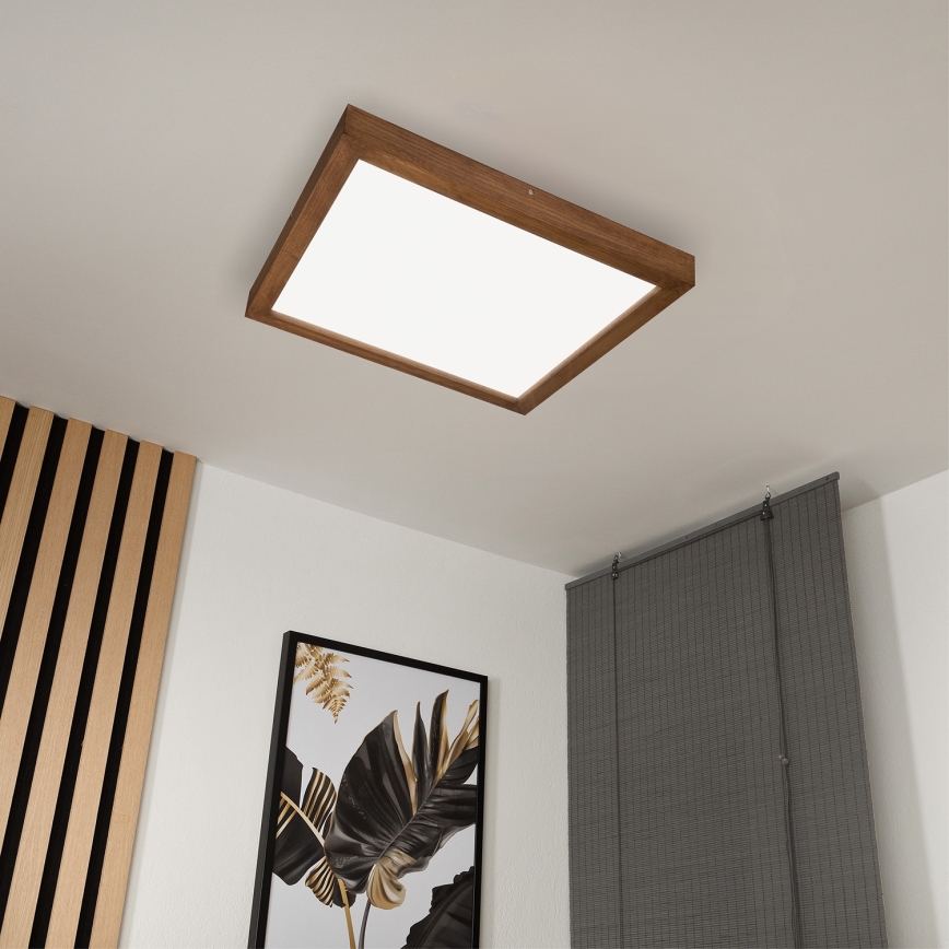 Brilagi - Iluminação de teto para casa de banho LED com regulação WOODY FRAME LED/50W/230V carvalho cereja 60x60 cm 3000-6000K IP44 + comando