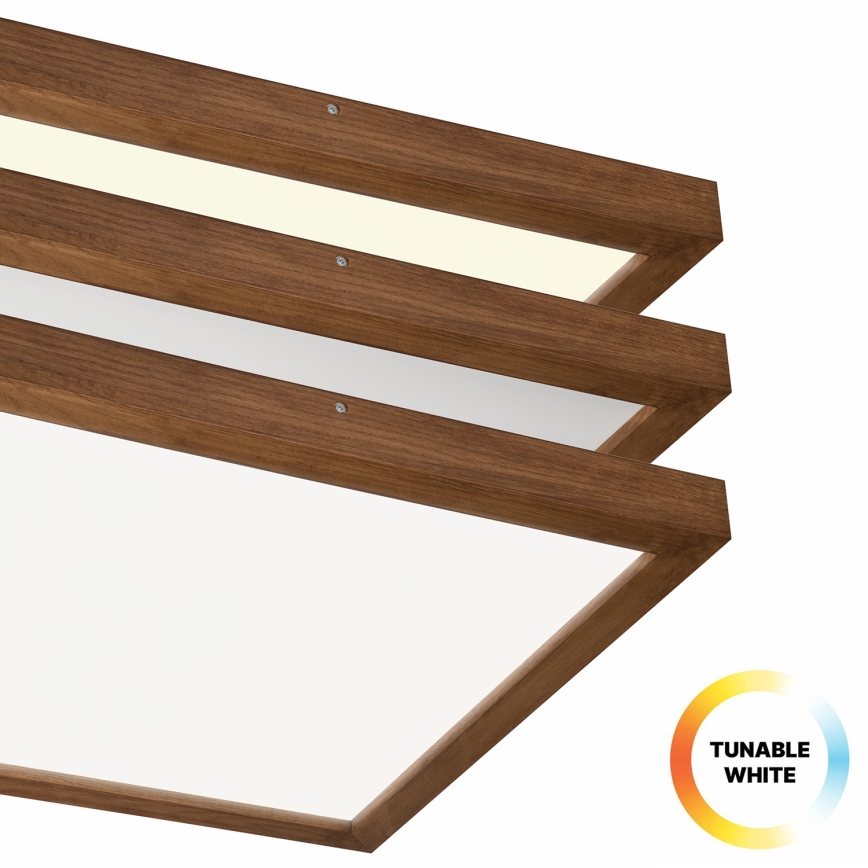 Brilagi - Iluminação de teto para casa de banho LED com regulação WOODY FRAME LED/50W/230V carvalho cereja 60x60 cm 3000-6000K IP44 + comando