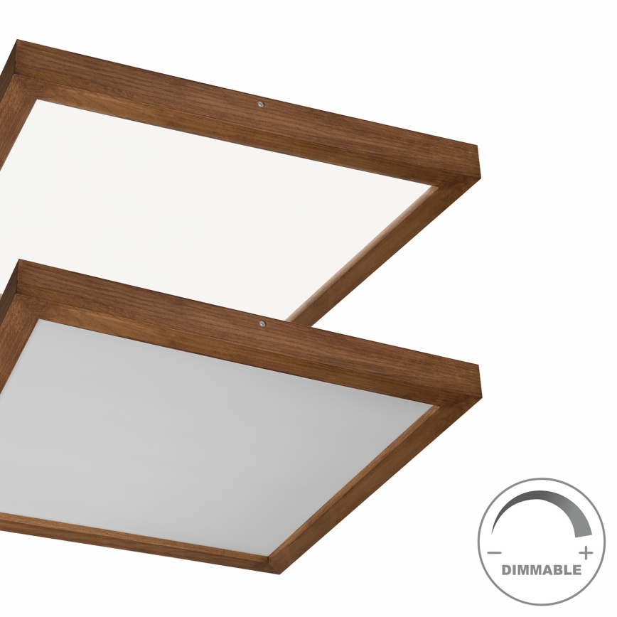 Brilagi - Iluminação de teto para casa de banho LED com regulação WOODY FRAME LED/50W/230V carvalho cereja 60x60 cm 3000-6000K IP44 + comando
