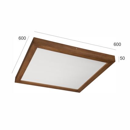 Brilagi - Iluminação de teto para casa de banho LED com regulação WOODY FRAME LED/50W/230V carvalho cereja 60x60 cm 3000-6000K IP44 + comando
