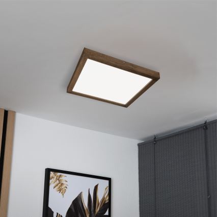 Brilagi - Iluminação de teto para casa de banho LED com regulação WOODY FRAME LED/50W/230V carvalho 60x60 cm 3000-6000K IP44 + comando