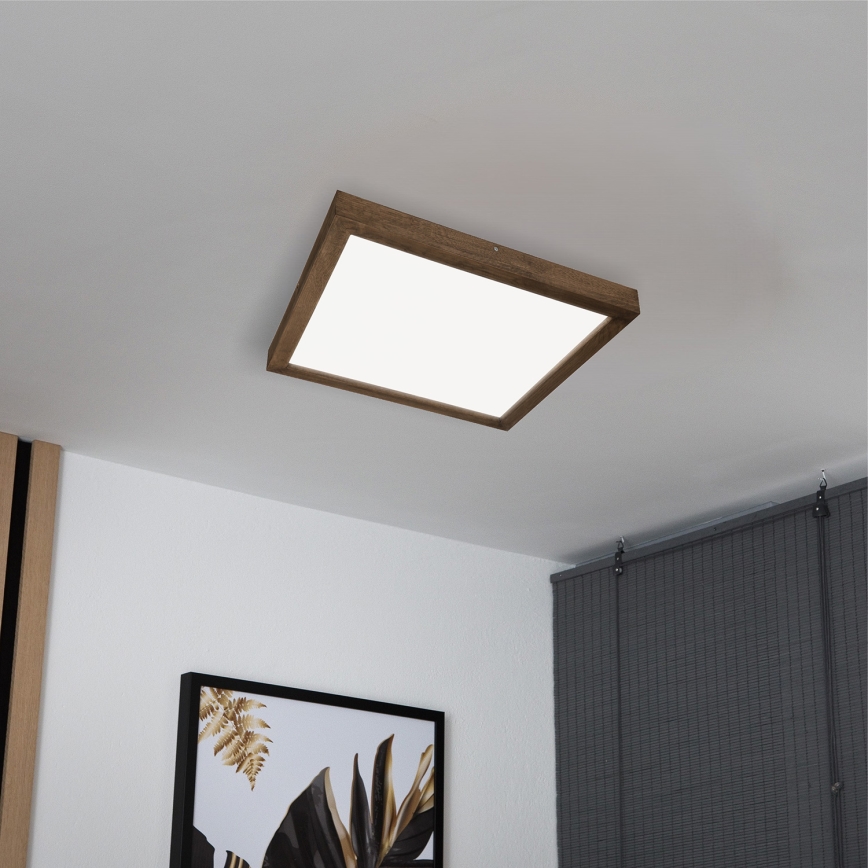 Brilagi - Iluminação de teto para casa de banho LED com regulação WOODY FRAME LED/50W/230V carvalho 60x60 cm 3000-6000K IP44 + comando