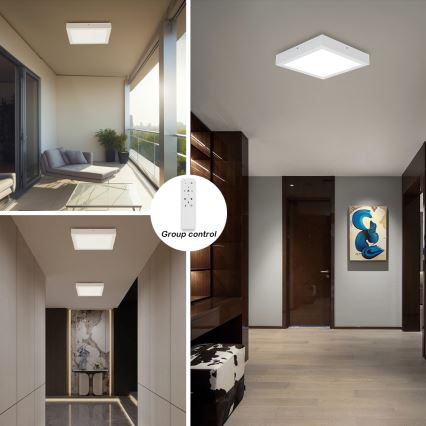 Brilagi - Iluminação de teto para casa de banho LED com regulação FRAME SMART LED/24W/230V 30x30 cm 3000-6000K IP44 branco + comando