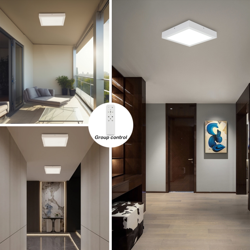 Brilagi - Iluminação de teto para casa de banho LED com regulação FRAME SMART LED/24W/230V 30x30 cm 3000-6000K IP44 branco + comando