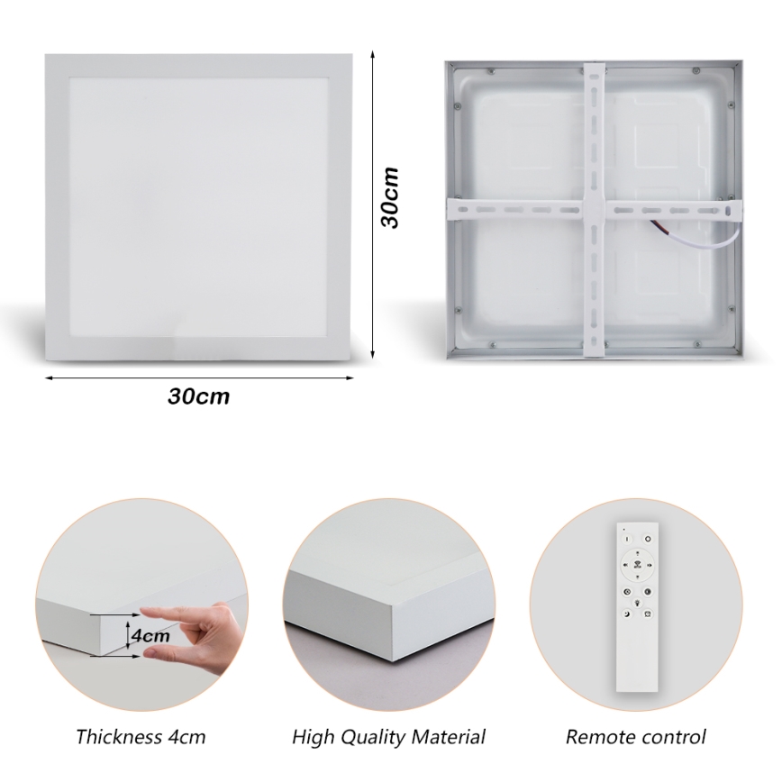 Brilagi - Iluminação de teto para casa de banho LED com regulação FRAME SMART LED/24W/230V 30x30 cm 3000-6000K IP44 branco + comando