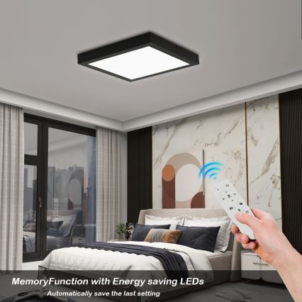 Brilagi - Iluminação de teto para casa de banho LED com regulação FRAME SMART LED/24W/230V 30x30 cm 3000-6000K IP44 preto + comando