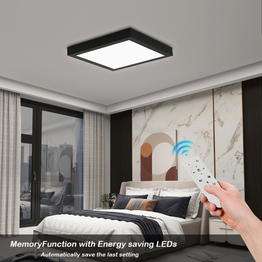 Brilagi - Iluminação de teto para casa de banho LED com regulação FRAME SMART LED/24W/230V 30x30 cm 3000-6000K IP44 preto + comando