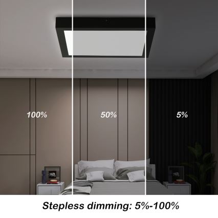 Brilagi - Iluminação de teto para casa de banho LED com regulação FRAME SMART LED/24W/230V 30x30 cm 3000-6000K IP44 preto + comando