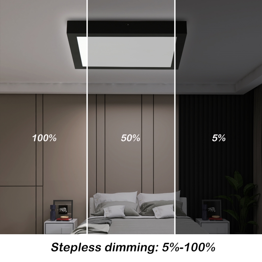 Brilagi - Iluminação de teto para casa de banho LED com regulação FRAME SMART LED/24W/230V 30x30 cm 3000-6000K IP44 preto + comando