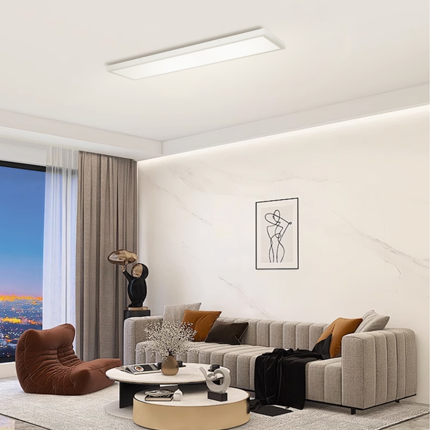 Brilagi - Iluminação de teto para casa de banho LED com regulação FRAME SMART LED/50W/230V 120x30 cm 3000-6000K IP44 prateado + comando