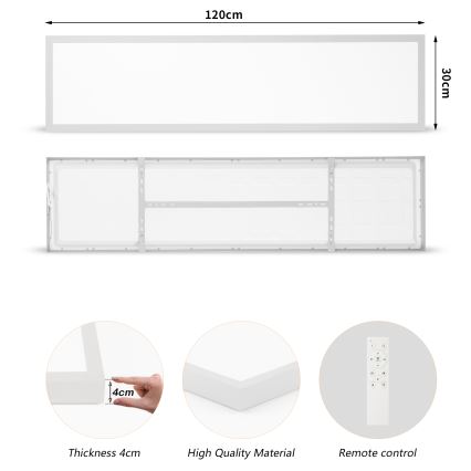 Brilagi - Iluminação de teto para casa de banho LED com regulação FRAME SMART LED/50W/230V 120x30 cm 3000-6000K IP44 prateado + comando