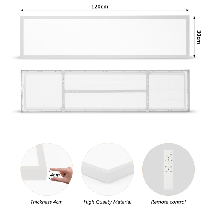 Brilagi - Iluminação de teto para casa de banho LED com regulação FRAME SMART LED/50W/230V 120x30 cm 3000-6000K IP44 prateado + comando