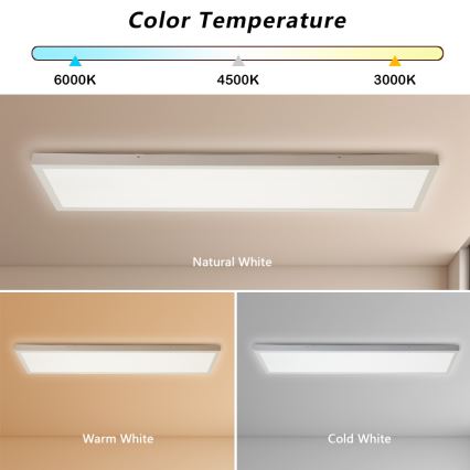 Brilagi - Iluminação de teto para casa de banho LED com regulação FRAME SMART LED/50W/230V 30x120 cm 3000-6000K IP44 branco + comando