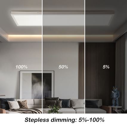 Brilagi - Iluminação de teto para casa de banho LED com regulação FRAME SMART LED/50W/230V 30x120 cm 3000-6000K IP44 branco + comando