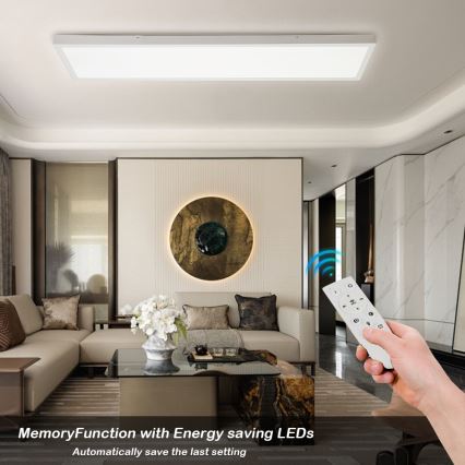 Brilagi - Iluminação de teto para casa de banho LED com regulação FRAME SMART LED/50W/230V 30x120 cm 3000-6000K IP44 branco + comando