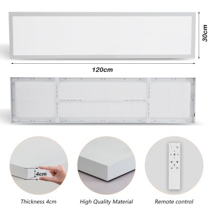 Brilagi - Iluminação de teto para casa de banho LED com regulação FRAME SMART LED/50W/230V 30x120 cm 3000-6000K IP44 branco + comando