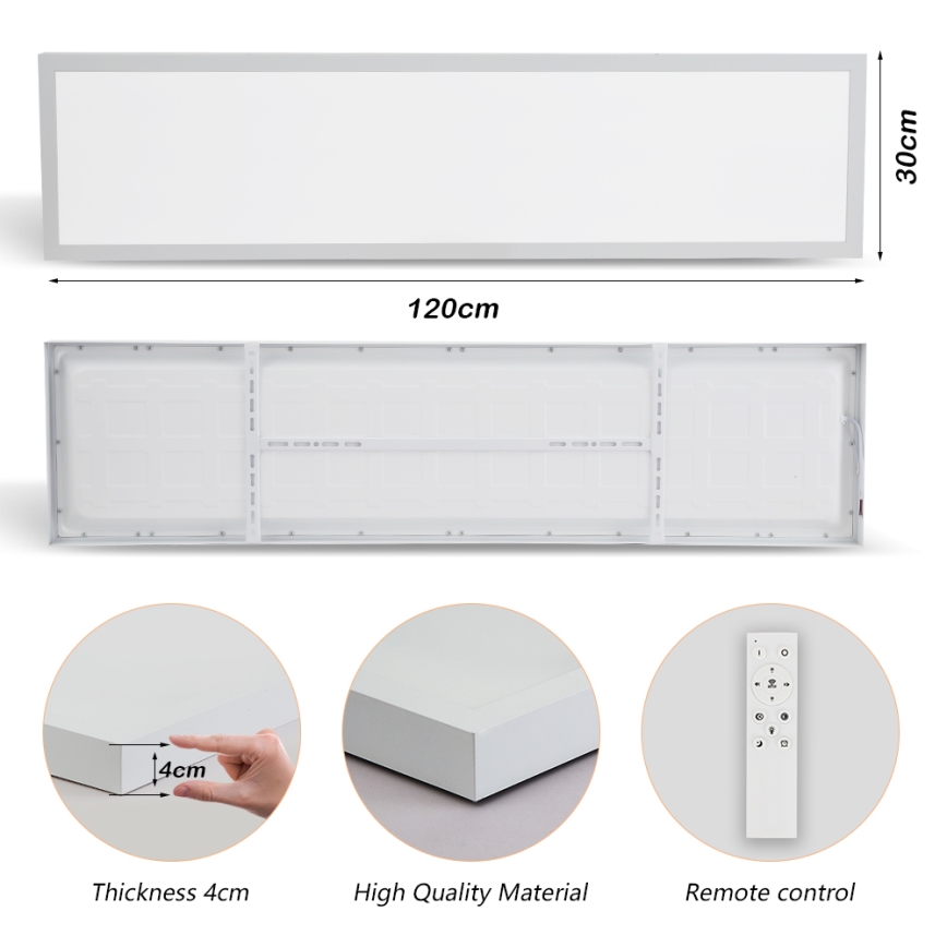 Brilagi - Iluminação de teto para casa de banho LED com regulação FRAME SMART LED/50W/230V 30x120 cm 3000-6000K IP44 branco + comando