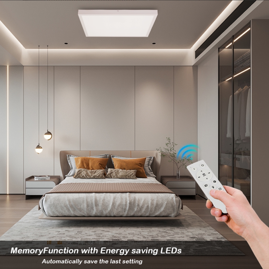 Brilagi - Iluminação de teto para casa de banho LED com regulação FRAME SMART LED/50W/230V 60x60 cm 3000-6000K IP44 branco + comando