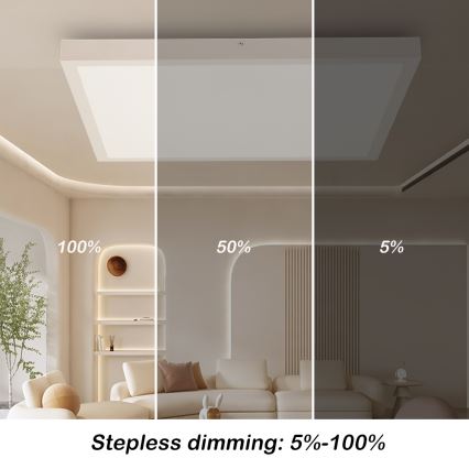 Brilagi - Iluminação de teto para casa de banho LED com regulação FRAME SMART LED/50W/230V 60x60 cm 3000-6000K IP44 branco + comando