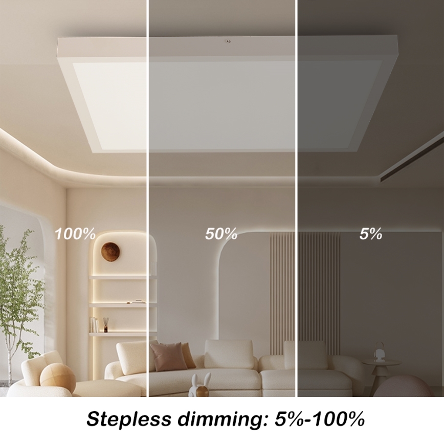 Brilagi - Iluminação de teto para casa de banho LED com regulação FRAME SMART LED/50W/230V 60x60 cm 3000-6000K IP44 branco + comando