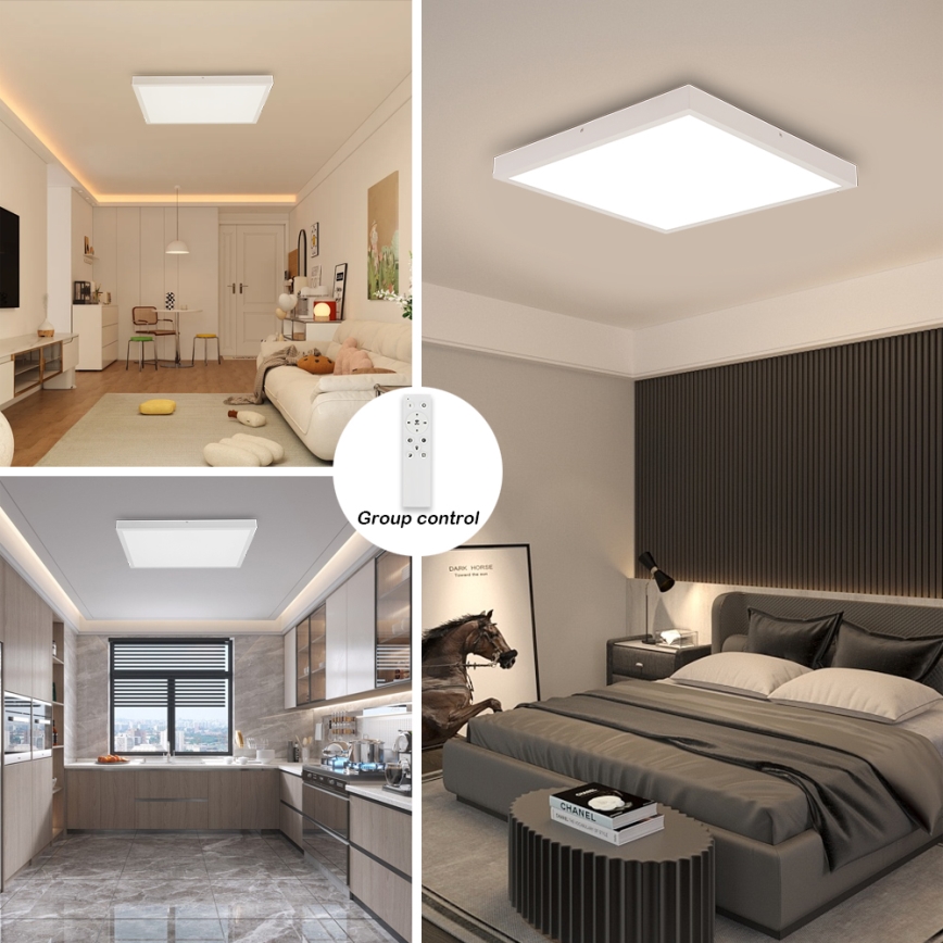 Brilagi - Iluminação de teto para casa de banho LED com regulação FRAME SMART LED/50W/230V 60x60 cm 3000-6000K IP44 branco + comando