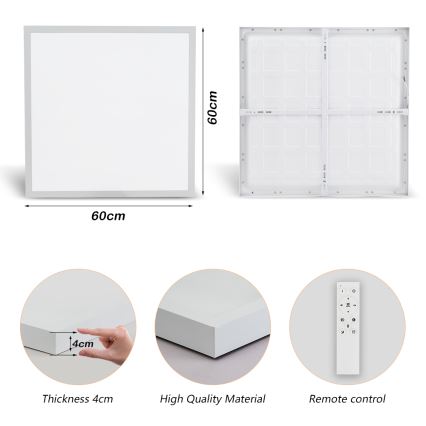 Brilagi - Iluminação de teto para casa de banho LED com regulação FRAME SMART LED/50W/230V 60x60 cm 3000-6000K IP44 branco + comando
